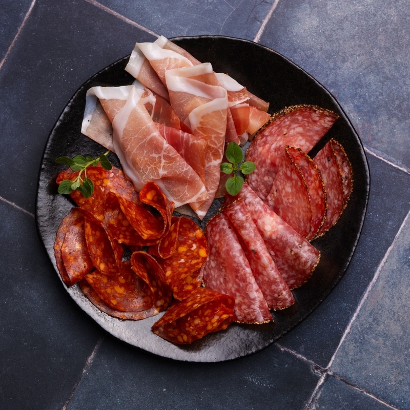 Chorizo, Salami and Prosciutto Charcuterie Trio