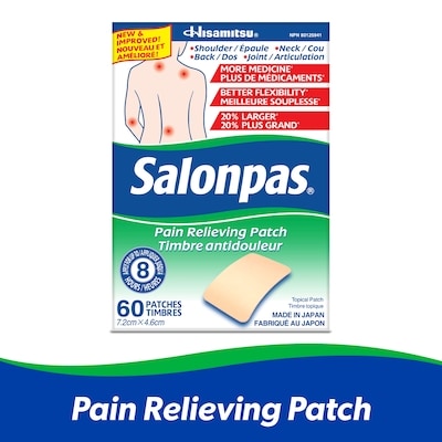 SalonPas Pain Relieving Patch 7.2cm X 4.6cm 60 ea, $0.33/1ea