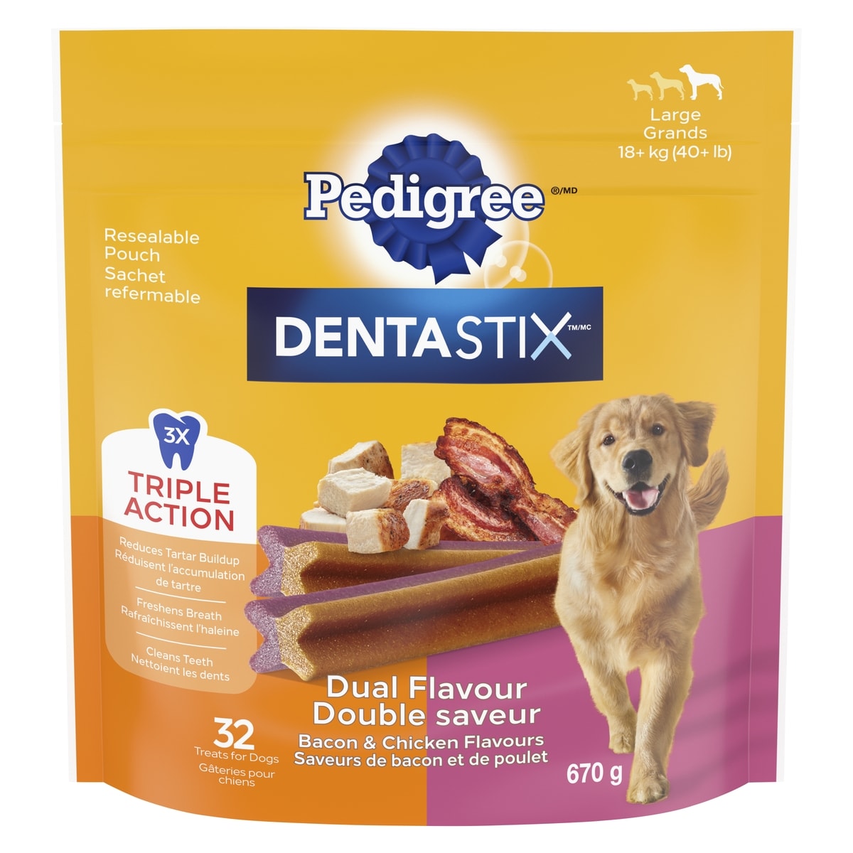Pedigree Dentastix Treats For Dogs Dual Flavour Large 18+ Kg 670 g, $1.71/100g
