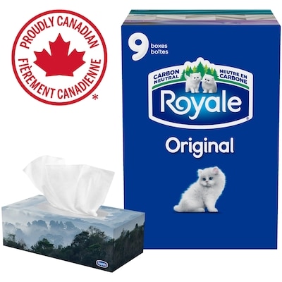 Royale Mouchoirs Original, 9 boîtes, 100 papiers-mouchoirs par boîte 9 ea, 1,33 $/1ch