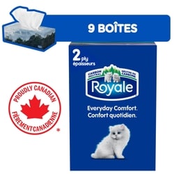Royale Mouchoirs Confort Quotidien, 9 boîtes, 100 papiers-mouchoirs par boîte 9 ea, 0,65 $/1ch