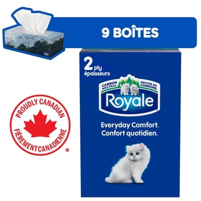 Royale Mouchoirs Original, 9 boîtes, 100 papiers-mouchoirs par boîte 9 ea, 1,33 $/1ch