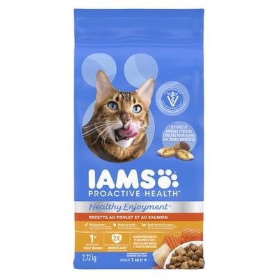 Iams Proactive health nourriture de qualité supérieure pour chats healthy enjoyment recette au poulet et au saumon adulte 1 an et + 2.72 kg, 1,10 $/100g