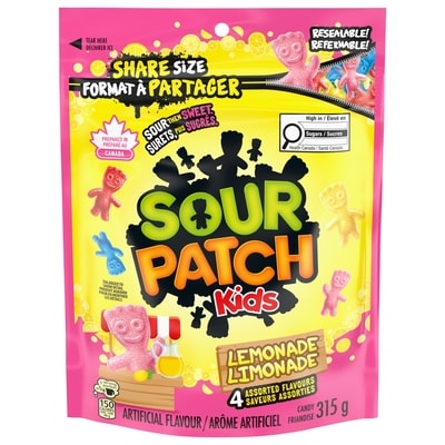 Maynards Friandises SOUR PATCH KIDS à saveur de limonade, surets, puis sucrés 315 g, 1,58 $/100g
