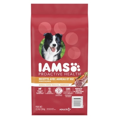 Iams Proactive health nourriture de qualité très supérieure pour chiens recette avec agneau et riz minichunks adulte 1+ 1.5 kg, 0,77 $/100g