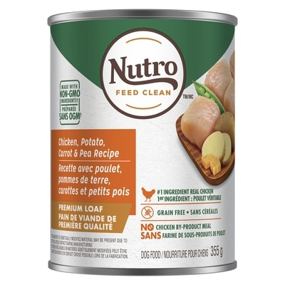 Nourriture pour chiens pain de viande de première qualité recette avec poulet, pommes de terre, carottes et petits pois