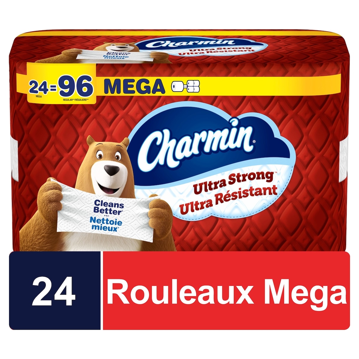 Charmin Ultra Strong Toilet Paper, 24 Equal 96 Rolls, 220 Bathroom Tissues per roll 24 ea, $0.96/1ea