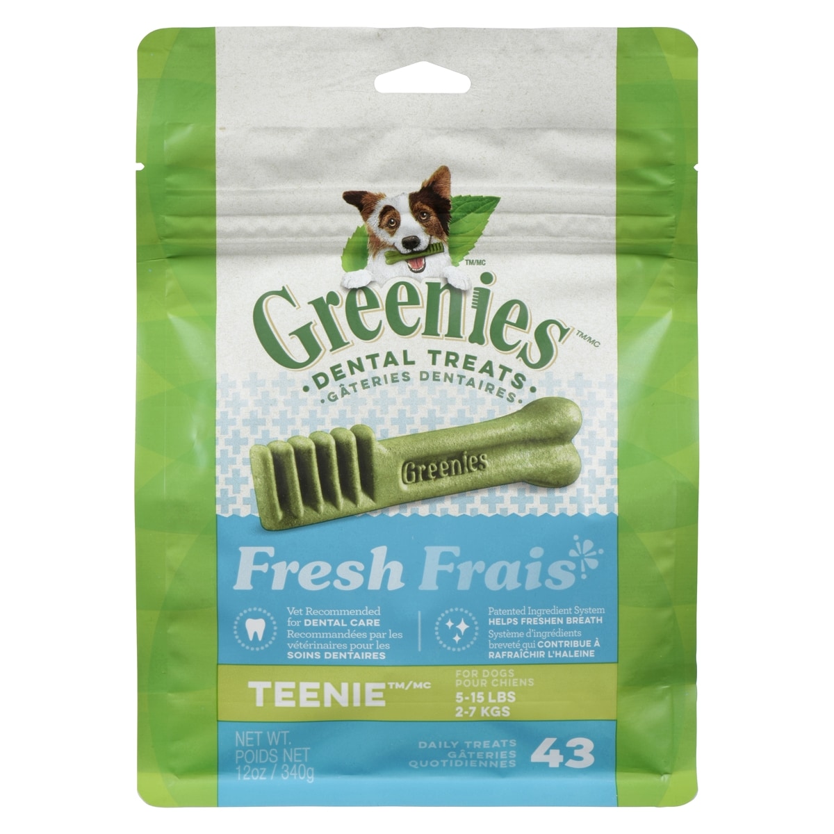 Greenies Dental Treats Fresh Teenie For Dogs 2-7 Kg 340 g, $5.88/100g