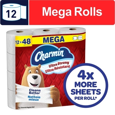 Charmin Toilet Paper Ultra Strong, 12 Mega Rolls 12 ea, $1.58/1ea