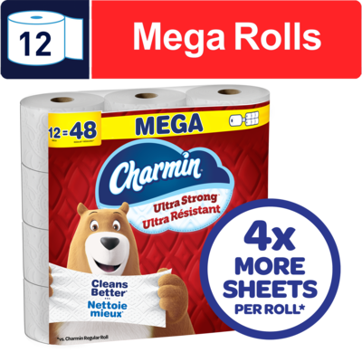 Charmin Toilet Paper Ultra Strong, 12 Mega Rolls 12 ea, $1.92/1ea