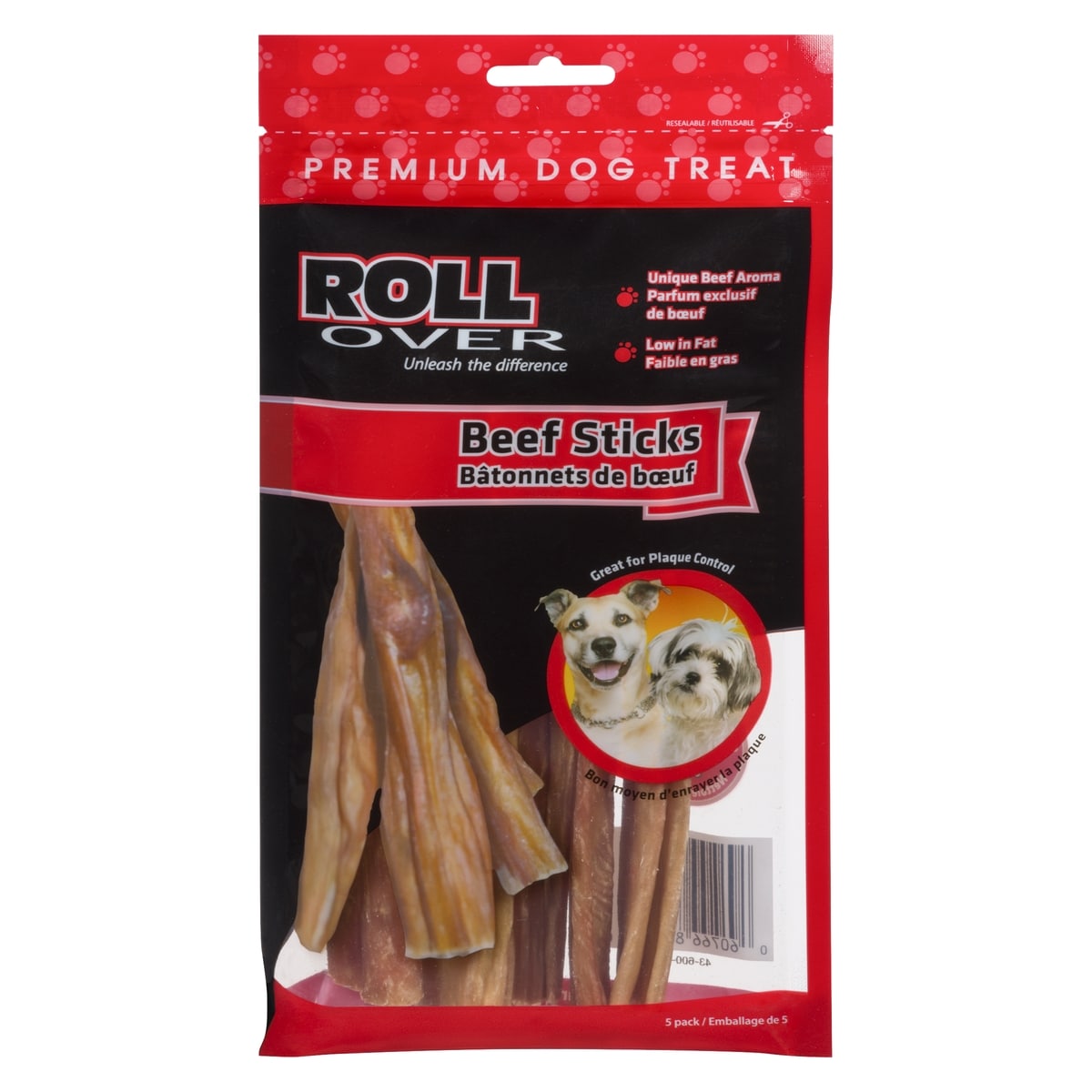 Rollover Premium Dog Treat Beef Sticks 5 ea, $2.20/1ea