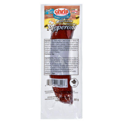 Chris Brothers Pepperoni Honey Garlic Snack Size 80 g, $3.49/100g