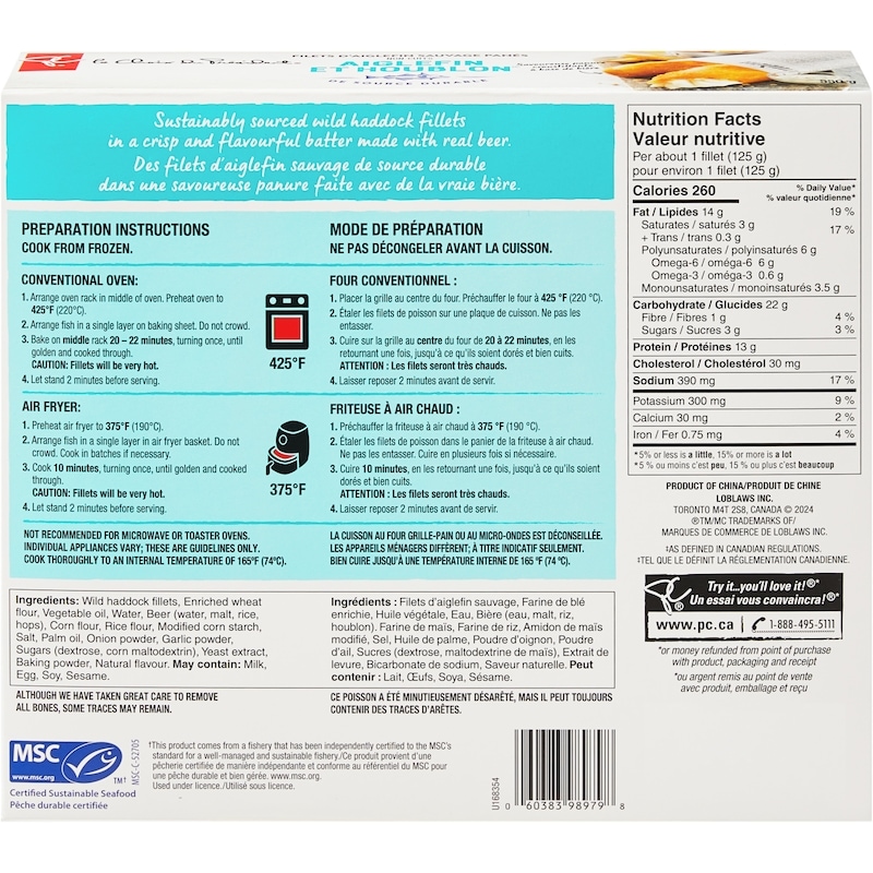 Battered Wild Haddock Fillets Haddock & Hops