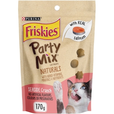 Purina Friskies Party Mix Cat Treats Naturals Seaside Crunch with Real Fish 170 g, $1.76/100g