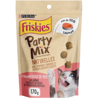 Purina Friskies Party Mix croquant bord de mer avec du vrai poisson naturals gâteries pour chats 170 g, 2,05 $/100g