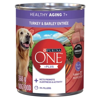 Purina ONE +Plus Healthy Aging 7+ Turkey & Barley Entrée Dog Food 368 g, $0.95/100g