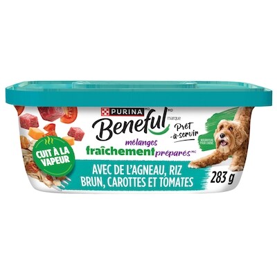 Purina Beneful mélanges hachés agneau, riz brun, carottes et tomates, nourriture humide pour chiens 283 g, 1,23 $/100g