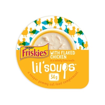 Purina Friskies Lil' Soups Flaked Chicken, Cat Food Complement 34 g, $5.85/100g