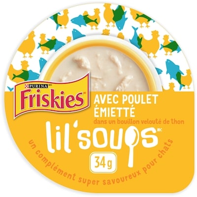 Purina Friskies lil' soups poulet émietté, complément pour chats 34 g, 5,85 $/100g