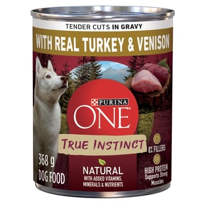 Purina ONE True Instinct Wet Dog Food Tender Cuts in Gravy Turkey & Venison 368 g, $0.95/100g