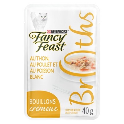 Purina Fancy feast bouillons crémeux au thon, au poulet et au poisson blanc 40 g, 3,48 $/100g