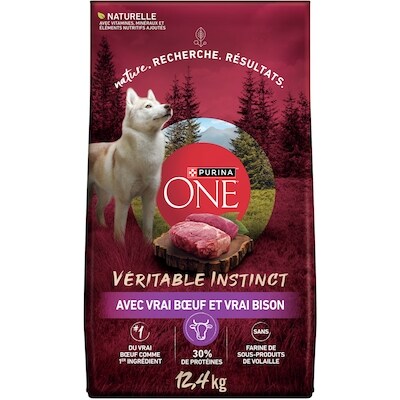 Purina ONE véritable instinct bœuf et bison, nourriture sèche pour chien 12.4 kg, 0,45 $/100g
