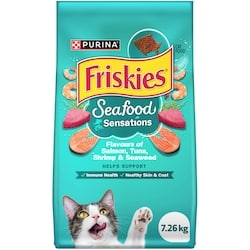 Purina Friskies Seafood Sensations Flavours of Salmon, Tuna, Shrimp & Seaweed, Dry Cat Food 7.26 kg, $0.34/100g