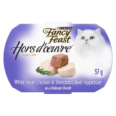 Purina Fancy Feast Hors d'oeuvre for Cat, White Meat Chicken & Shredded Beef Appetizer 57 g, $4.02/100g