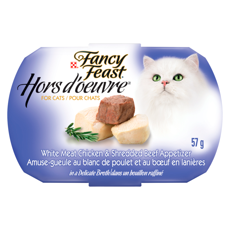 Fancy Feast Hors d'oeuvre for Cat, White Meat Chicken & Shredded Beef Appetizer