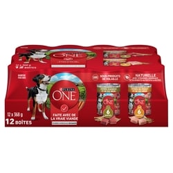 Purina ONE tendres morceaux nourriture humide pour chiens emballage assorti varié 4.52 kg, 0,84 $/100g