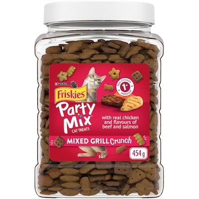 Purina Friskies Party Mix Mixed Grill Crunch with Real Chicken, Cat Treats 454 g, $1.76/100g