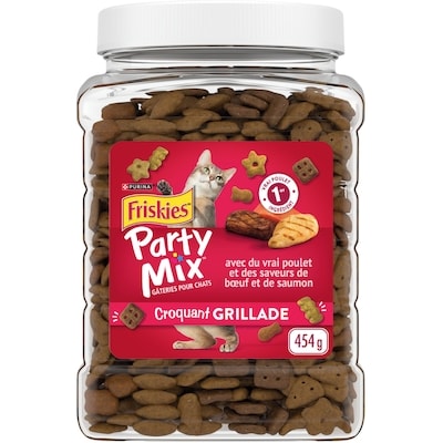 Purina Friskies party mix croquant grillade avec du vrai poulet, gâteries pour chats 454 g, 1,76 $/100g