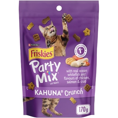 Purina Friskies Party Mix Kahuna Crunch with Real Ocean Whitefish, Cat Treats 170 g, $1.76/100g