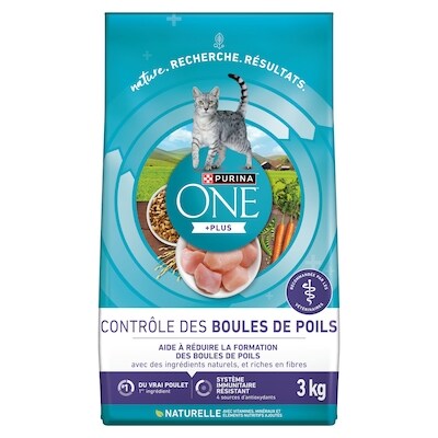 Purina ONE +plus nourriture sèche pour chats formule boule de poils au poulet 3 kg, 0,93 $/100g