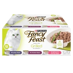 Purina Fancy Feast Grilled Wet Cat Food in Gravy Variety Pack Poultry & Seafood 1.02 kg, $1.27/100g