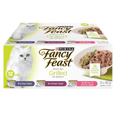 Purina Fancy Feast Grilled Wet Cat Food in Gravy Variety Pack Poultry & Seafood 1.02 kg, $1.27/100g