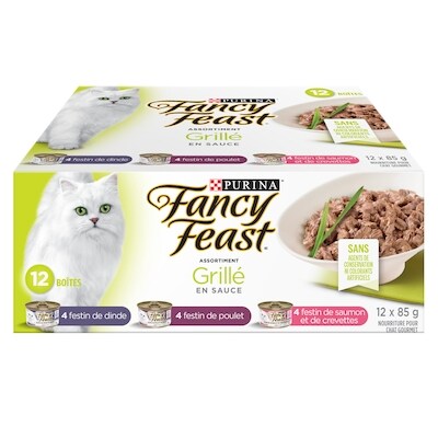 Purina Fancy Feast nourriture humide pour chats emballage assorti grillé en sauce 1.02 kg, 1,27 $/100g