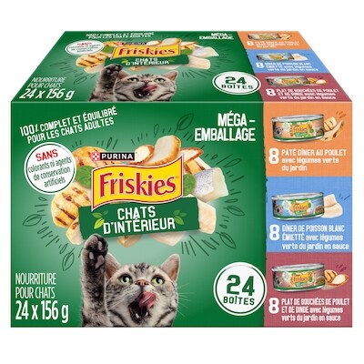 Purina Friskies chats d'intérieur nourriture humide pour chats emballage assorti varié 3.74 kg, 0,64 $/100g