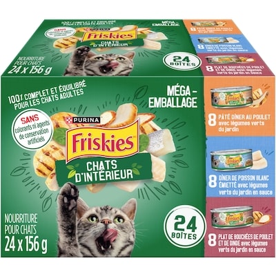 Purina Friskies chats d'intérieur emballage assorti varié, nourriture humide pour chats 3.74 kg, 0,75 $/100g