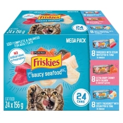 Purina Friskies Saucy Seafood Wet Cat Food Variety Pack 24 Count 3.74 kg, $0.64/100g