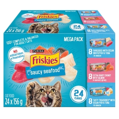 Purina Friskies Saucy Seafood Variety Pack, Wet Cat Food 3.74 kg, $0.64/100g