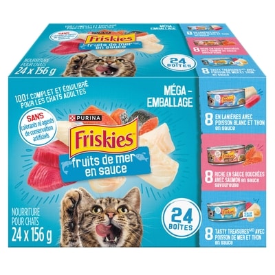Purina Friskies fruits de mer en sauce emballage assorti, nourriture humide pour chats 3.74 kg, 0,64 $/100g