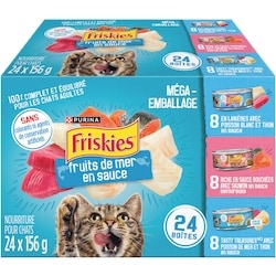 Purina Friskies fruits de mer en sauce emballage assorti, nourriture humide pour chats 3.74 kg, 0,75 $/100g