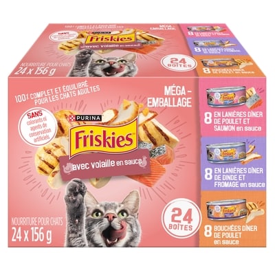 Purina Friskies avec volaille en sauce emballage assorti, nourriture humide pour chats 3.74 kg, 0,64 $/100g