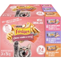 Purina Friskies avec volaille en sauce emballage assorti, nourriture humide pour chats 3.74 kg, 0,75 $/100g