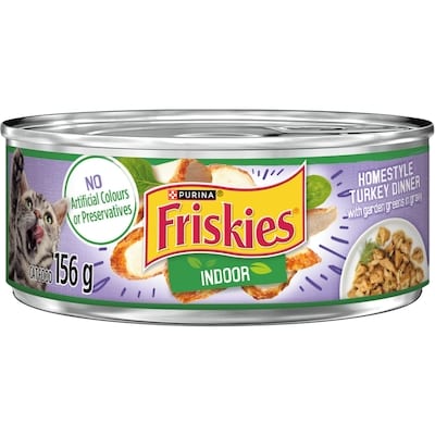 Purina Friskies Indoor in Gravy Homestyle Turkey Dinner with Garden Greens, Wet Cat Food 156 g, $0.58/100g