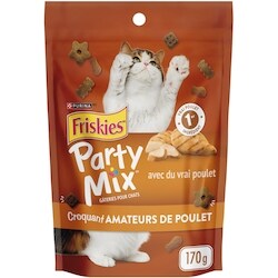 Purina Friskies party mix chicken lovers crunch avec du vrai poulet, gâteries pour chats 170 g, 2,05 $/100g