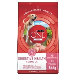 Purina ONE +Plus Dry Dog Food Digestive Health Formula Chicken 5.4 kg, $0.87/100g