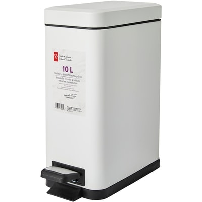 President's Choice 10 L Stainless Steel Slim Step Bin 1 ea, $35.00/1ea