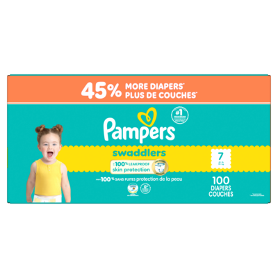 Pampers Couches Swaddlers, taille 7, 100 unités 100 ea, 0,59 $/1ch